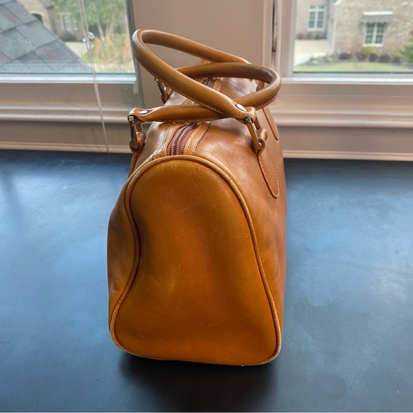 Vintage 1970s Saks Fifth Avenue Satchel Handbag Bag Tobacco Honey Brown Leather - Picture 3 of 17